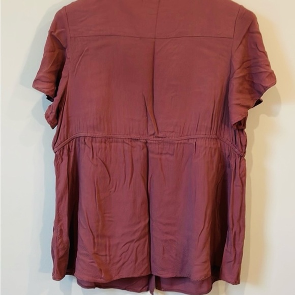 Torrid Dusty Rose Button Down Flutter Short Sleeve Blouse - Picture 5 of 5